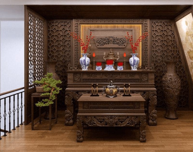 Cách hóa giải bàn thờ đối diện cầu thang