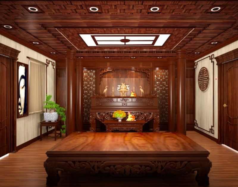 Có nên làm phòng thờ gỗ tự nhiên hoàn toàn hay không?