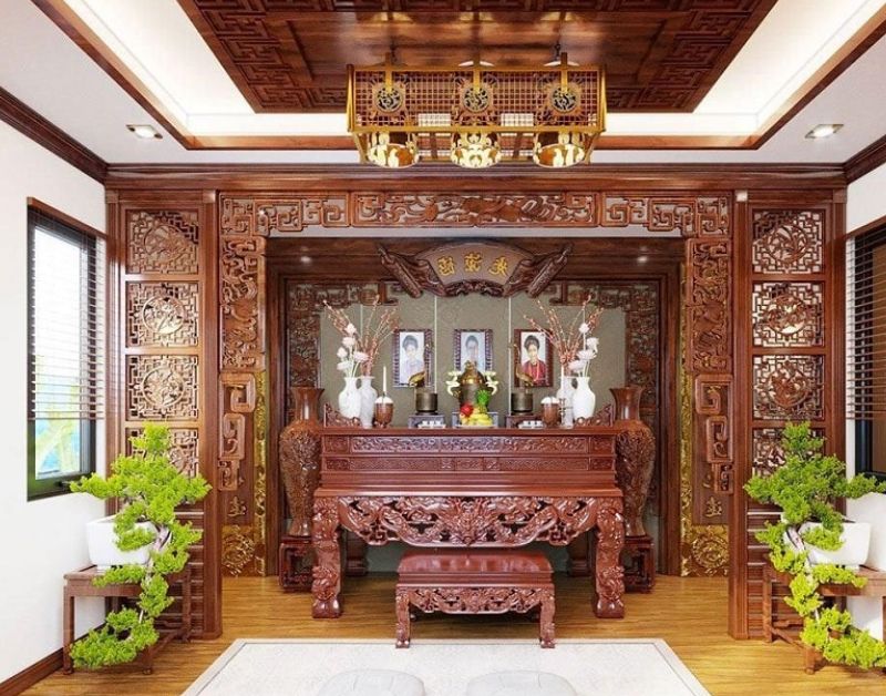 Có nên làm phòng thờ gỗ tự nhiên hoàn toàn hay không?