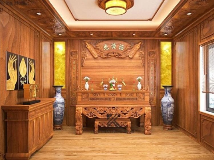 Có nên làm phòng thờ gỗ tự nhiên hoàn toàn hay không?