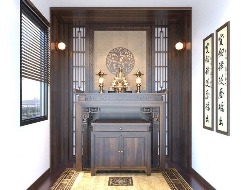 Thiết kế phòng thờ tầng 1 chuẩn phong thuỷ