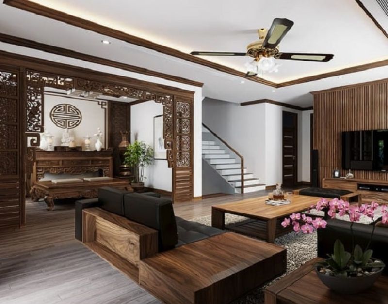 Thiết kế phòng thờ tầng 1 chuẩn phong thuỷ