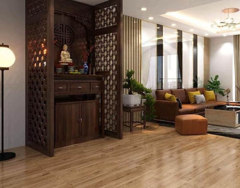 Ý tưởng thiết kế vách ngăn bàn thờ chung cư nhỏ