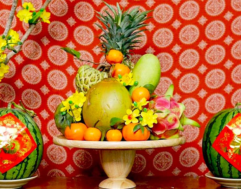 Những loại quả phổ biến được bày trên mâm ngũ quả