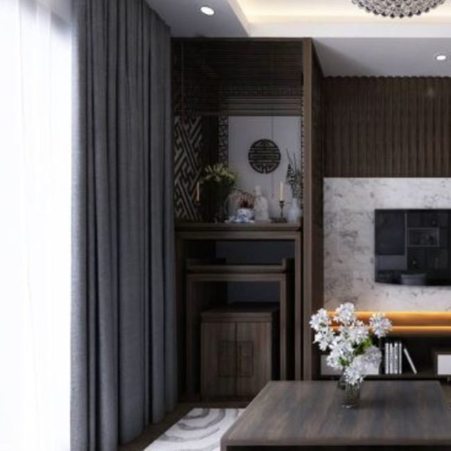 Kết hợp đồ thờ Bát Tràng với không gian thờ chung cư hiện đại