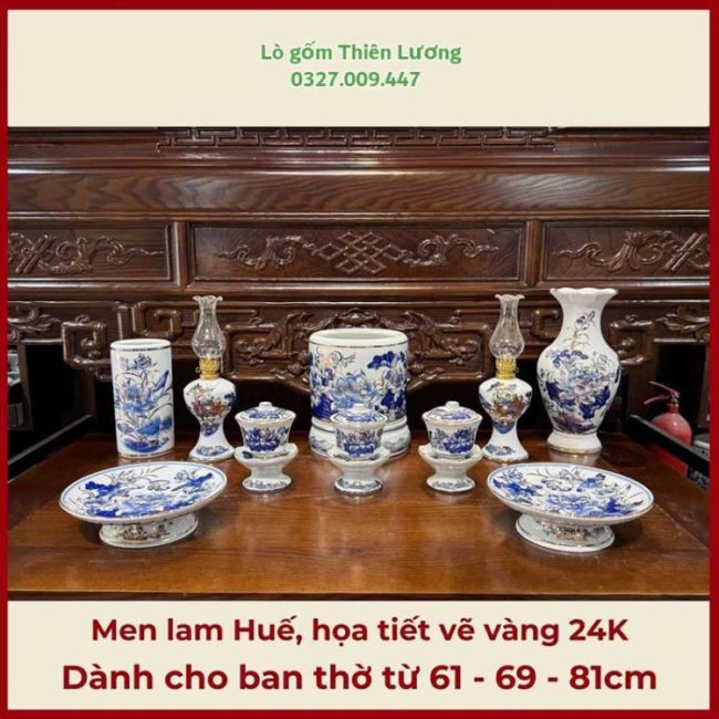 Top 5 bộ đồ thờ men lam Bát Tràng được yêu thích nhất: sang trọng & tinh tế